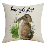 Capa De Almofada Happy Easter Bunny Decoração De Fronha De