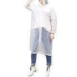 Capa De Chuva Adulto Unissex PVC Impermeável Com Capuz E Botão De Pressão Branco