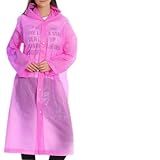 Capa De Chuva Adulto Unissex PVC Impermeável Com Capuz E Botão De Pressão Rosa 