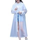 Capa De Chuva Para Adultos Reutilizável à Prova D água Ponchos De Chuva Capuz Luvas Com Zíper Cobertura De Corpo Inteiro Transparente Ideal Para Viagens Versátil M M 