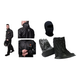 Capa De Chuva Pioneira Pvc Par Polainas Capuz Balaclava