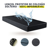 Capa De Colchão Protetor Antialérgico Solteiro Lençol Impermeável Hospitalar Preto