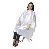 Capa De Corte Para Cabeleireiro De Cetim Com Manga Branca Cor Branco Liso
