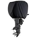 Capa De Motor De Popa Resistente Para Barco- Até 30 HP- 56 X 30 X 39-9 Cm- Semicapa- Preta- Impermeável- Resistente A UV- Tiras à Prova De Vento- Serve Para A Maioria Das Marcas
