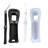 Capa De Silicone Com Alça De Pulso Para Controle Remoto Nintendo Wii Branco Preto 
