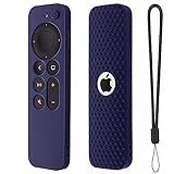 Capa De Silicone Compatível Com Apple TV 4K Siri Remote 2021 Capa De Silicone Para Apple TV 4K 6 Geração 2021 Controle Remoto Apple 4K Siri 2 Geração Azul Escuro 