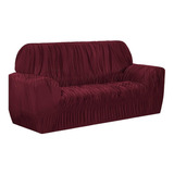 Capa De Sofá Elasticada Avulsa 2 Lugares King Cores Cor Vinho