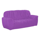 Capa De Sofá Elasticada Malha Gel Avulsa 2 Lugares King Cor Lilás Liso