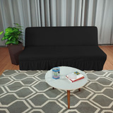 Capa De Sofá Sem Braço Com Babado Modelo Sofá Cama 1 80 A 2m Cor Preto Lisa