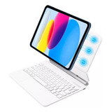 Capa De Teclado Mr Gadgets Magic Para iPad De 10 Geração 2022 Trackpad Multitoque Capa Magnética Com Teclado Mágico Retroiluminado Recarregável Sem Fio Flutuante Branca
