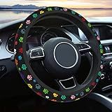 Capa De Volante- Material De Neoprene- A Maioria Dos Carros- Homens E Mulheres- Universal- 38 Cm- Antiderrapante- Mola- Protetor De Volante- Floral- Acessórios Para Carros -Pé Preto-