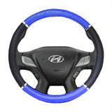 Capa De Volante Azul Preto Hb20 Costurada Com Anel Universal