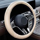 Capa De Volante De Carro Magnelex Preta De Couro De Microfibra Universal 38 Cm Padrão Bege