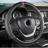 Capa De Volante De Fibra De Carbono- Capa De Volante Universal De Couro De Microfibra Respirável De 38 Cm Para Homens E Mulheres- Acessórios Internos De Carro Antiderrapantes- Preta