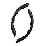 Capa De Volante Fibra De Carbono Protetora Decorativa Adaptável Universal Antiderrapante 2 Peças Preto 