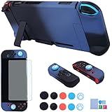 Capa Dockable Para Nintendo Switch Capa Protetora 3 Em 1 Comcool Para Nintendo Switch E Controle Joy Con Com Protetor De Tela Azul E Preto