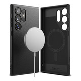 Capa Magnética Antichoque Ringke Onyx Para Samsung Galaxy S24 Ultra Compatível Com Magsafe Fina E Flexível Antiderrapante Suporte De Alça Proteção De Nível Militar Preta