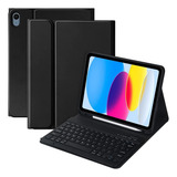Capa Magnética Teclado Multitoque Para iPad 10 2022 A2696 Cor Preto
