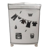 Capa Máquina Lavar Roupa Pvc Cristal Com Silk Varal Tam M