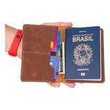 Capa P Passaporte Documentos Cartões cédulas Couro Legítimo Cor Marrom