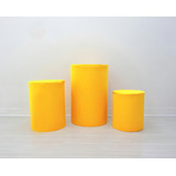 Capa P Trio De Mesas Cilindro Cor Lisa Em Tecido Decoração Cor Amarelo Ouro