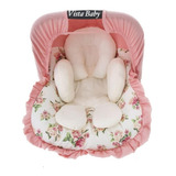 Capa Para Bebê Conforto Apoio Redutor Capota Floral Rosé