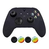 Capa Para Controle De Xbox Series X Capa De Controle Hikfly Compatível Com Controle Xbox Series X S Capa Antiderrapante De Silicone Cravejado Com 4 Peças De Tampas De Aperto De Polegar Preta