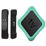 Capa Para Controle Remoto E TV Box Compatível Com Apple TV 4K 5 4 Geração Capa De Silicone à Prova De Choque Auswaur Compatível Com Apple TV 4K 4 5 Geração Siri Remote E TV Box Preto E Aqua
