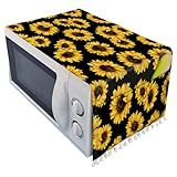 Capa Para Forno De Microondas Pano à Prova De Poeira óleo Protetor De Máquina De Linho Capa Decorativa Para Utensílios De Cozinha Com Bolsos Laterais De Armazenamento 30 X 90 Cm Girassol Preto