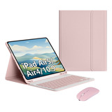 Capa Para iPad Air 4 5 10 9 Pol Teclado Mouse Bluetooth Cor Sakura Pink Pink Keyboard Pink Carregamento Bluetooth Mouse