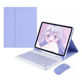 Capa Para iPad Geração 4 5 6 Com Teclado E Mouse Bluetooth Cor Roxo Teclado Roxo Mouse De Carregamento Roxo