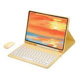 Capa Para iPad Pro12 9 Com Teclado E Mouse De Teclas Redonda Cor Tartrazine Round Keycap Teclado Mouse