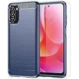 Capa Para Moto G 5G Capa Para Motorola Moto G 5G Com Protetor De Tela HD Capa Para Celular Protetora De Borracha Macia E Antiderrapante Com Absorção De Choque E TPU Flexível Para Motorola Moto G 5G 2022 Azul Marinho