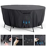 Capa Para Móveis Tempera Patio Impermeável Resistente A Rasgos Resistente A UV Para Ambientes Externos Mesa Redonda Conjunto De Jantar Cinza Espacial 