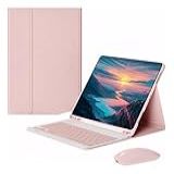 Capa Para Tablet- Capa - Mouse E Teclado Magnético Bluetooth Destacável Para IPad 6ª -5ª Geração Air-air2 -Rosa- Teclado Comum-