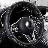 Capa Para Volante De Carro Fit Car Couro Sintético Preto Com Detalhes Brancos