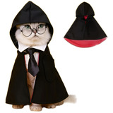 Capa Pet Manto Fantasia Gato Bruxa Festa Cosplay Cachorro