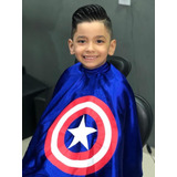 Capa Pra Corte De Cabelo Infantil Barbeiro Cor Capitão América