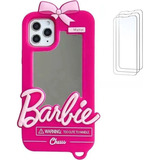Capa Protetora Barbie Com Espelho E Pingente De Celular Rosa
