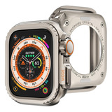 Capa Protetora Case Bumper De Aço Inoxidável Compativel Com Apple Watch 9 8 7 45mm Titanium