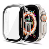 Capa Protetora Case De Acrilico Com Pelicula De Vidro Temperado Embutida Compativel Com Apple Watch Ultra 1 E 2 49mm   Cor Transparente