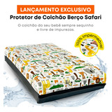 Capa Protetora De Colchão Safari Impermeável Berço Mini Cama Antialérgico