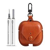 Capa Protetora De Couro Para AirPods Vintage Portátil Para AirPods 2 1 Com Chaveiro AirPods 1 2 Marrom Claro 