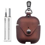 Capa Protetora De Couro Para AirPods Vintage Portátil Para AirPods 2 1 Com Chaveiro Marrom Kits De Enredo 