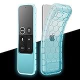 Capa Protetora Fintie Para Apple TV 4K 5 4 Geração Remoto Casebot Série Pente De Celular à Prova De Choque Capa De Silicone Semitransparente Para Controle Remoto Apple TV Siri ZBlue Glow In Th