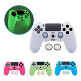 Capa Protetora Para Controle Ps4 Brilha Escuro Par Grips