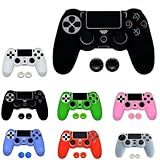 Capa Protetora Silicone Premium Compatível Para Controle Ps4 E Par Grips Azul 