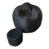Capa Puff Pera Com Apoio Pés Tecido Suede Sem Enchimento 