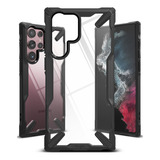 Capa Ringke Para Samsung Galaxy S22 Ultra 5g Fusion X Preta Compatível Com Carregamento Sem Fio Proteção De Tela Frontal E Traseira Antichoque