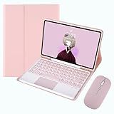 Capa Teclado For Samsnug Galexy Tab S9 Plus S9 FE Plus S8 Plus S7 FE S7 Plus 12 4 Polegadas Teclado Bluetooth Com Trackpad Teclado Magnético Fino Removível Com Porta Lápis Rosa